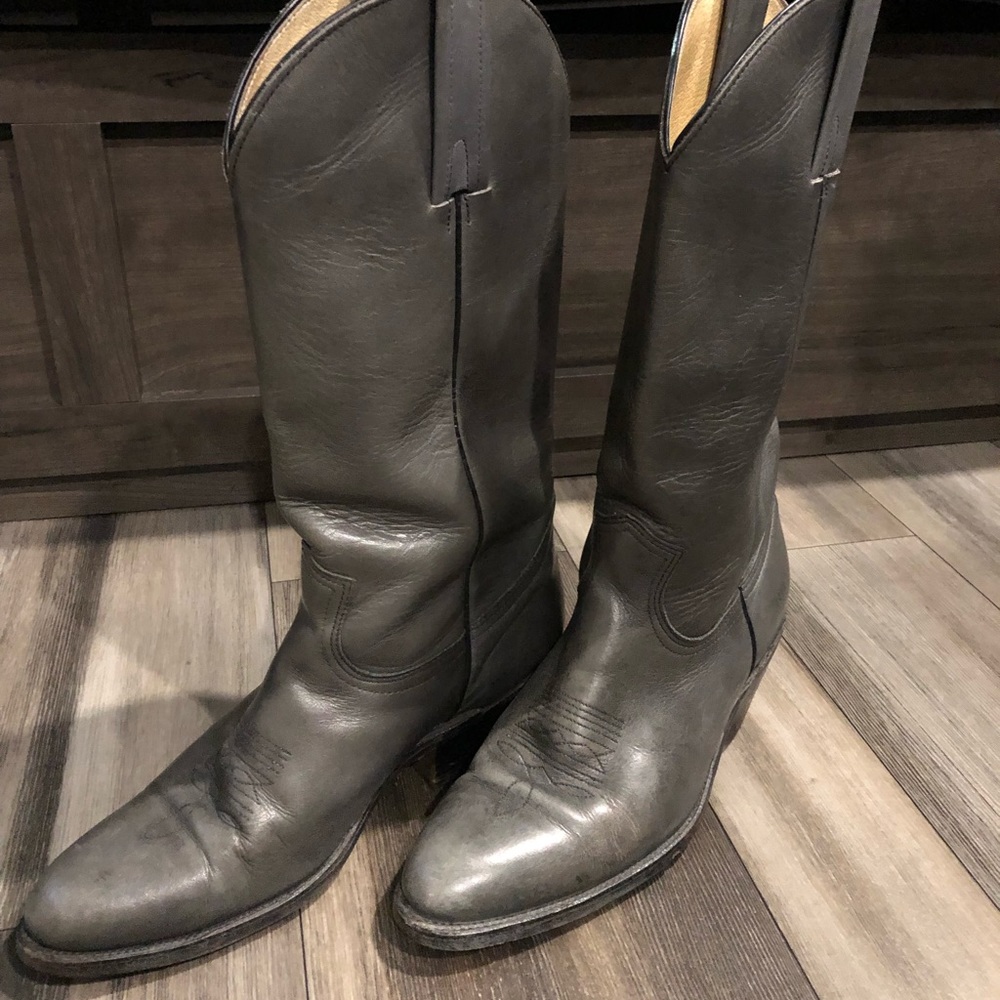 Frye 2344 Grey Cowboy Boots - Size 9.5 D - Made in USA